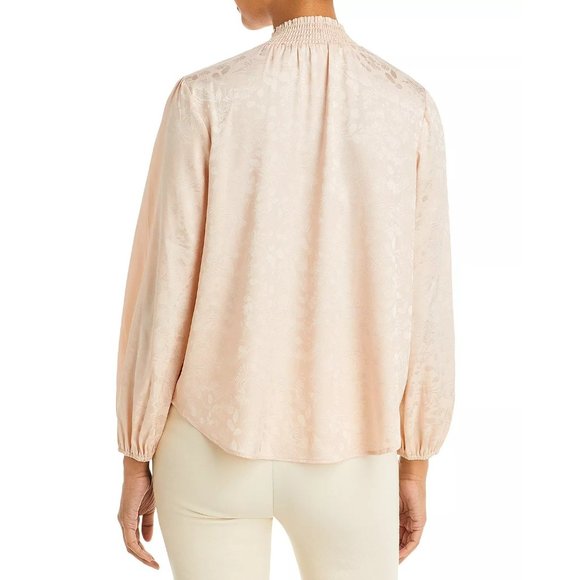 Status by Chenault Smocked Tie Neck Jacquard Top - Vanilla - NWT - Size Large - Picture 2 of 3